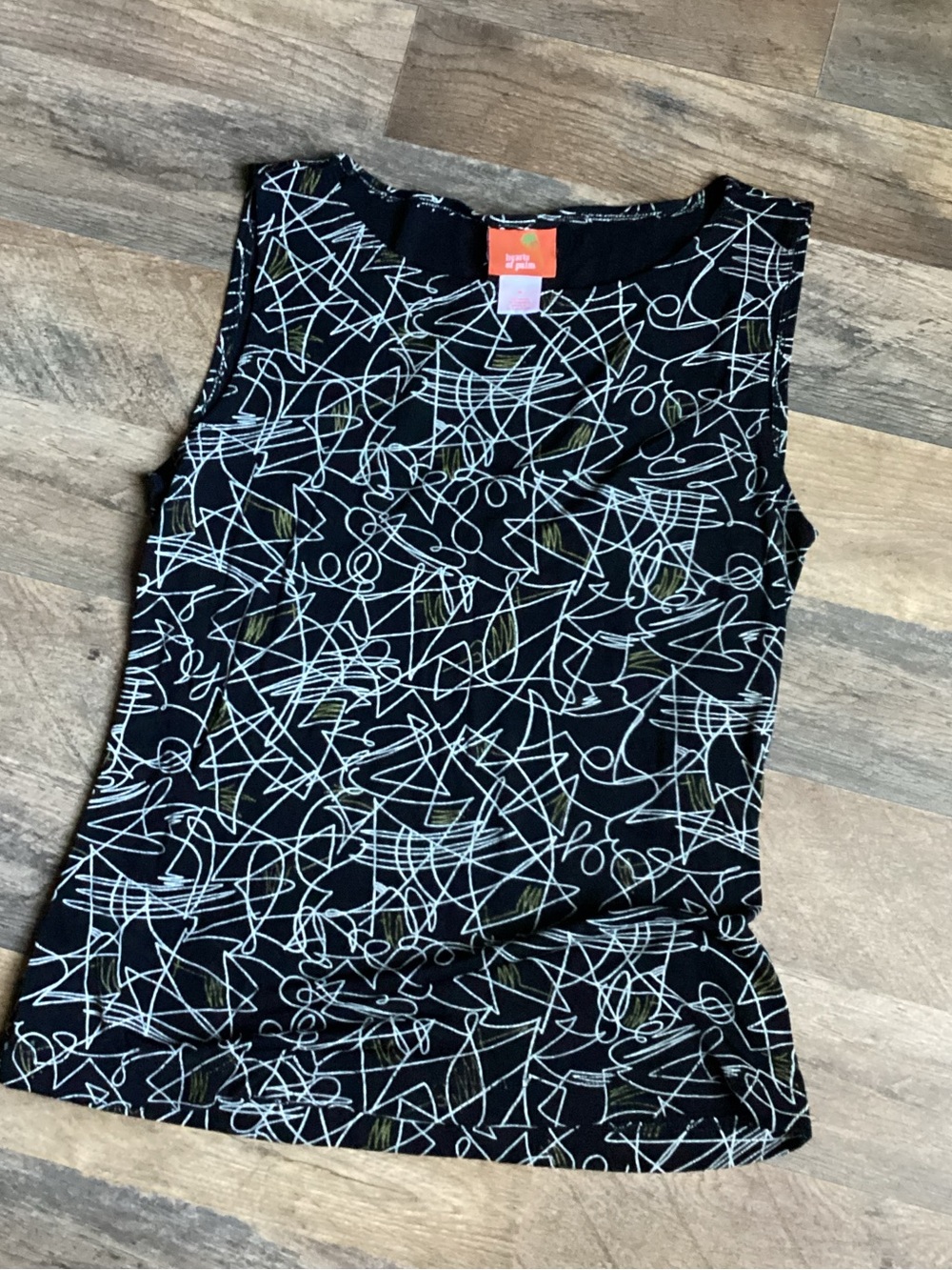 Hearts of Palm Black Abstract Scribble Sleeveless Top